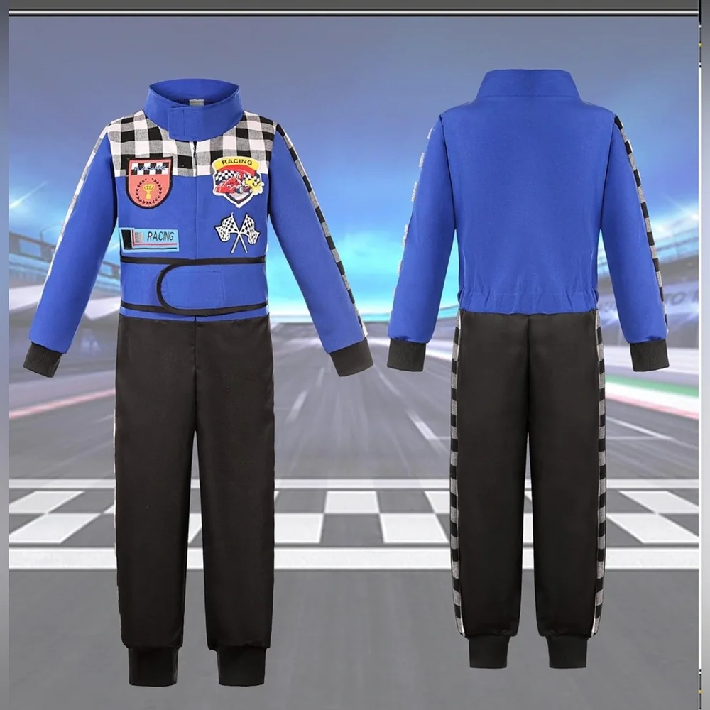 NEW Kids Race Car Driver Costume Blue and Black